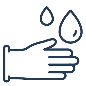 Reinigungshandschuhe mit Wassertropfen