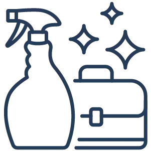 Reinigungsmittel mit einem Aktenkoffer Icon